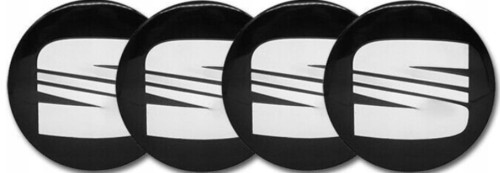 SEAT NAKLEJKI 60mm EMBLEMATY ZNACZKI LOGO ALUMINIOWE 4szt.