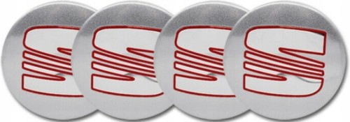 SEAT NAKLEJKI  56mm EMBLEMATY ZNACZKI LOGO ALUMINIOWE 4szt.