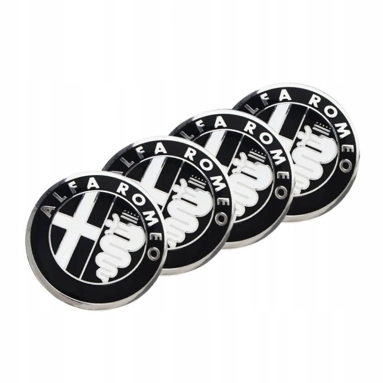 ALFA ROMEO NAKLEJKI EMBLEMATY ZNACZKI 56mm 4SZT ALUMINIOWE