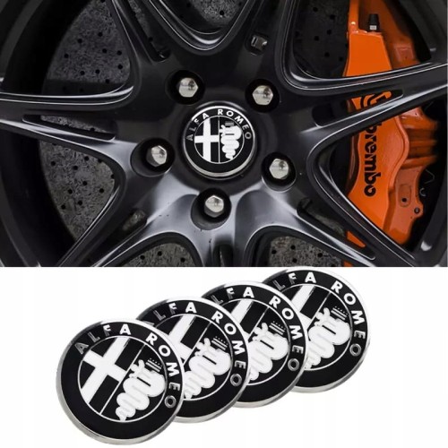 ALFA ROMEO NAKLEJKI EMBLEMATY ZNACZKI 56mm 4SZT ALUMINIOWE