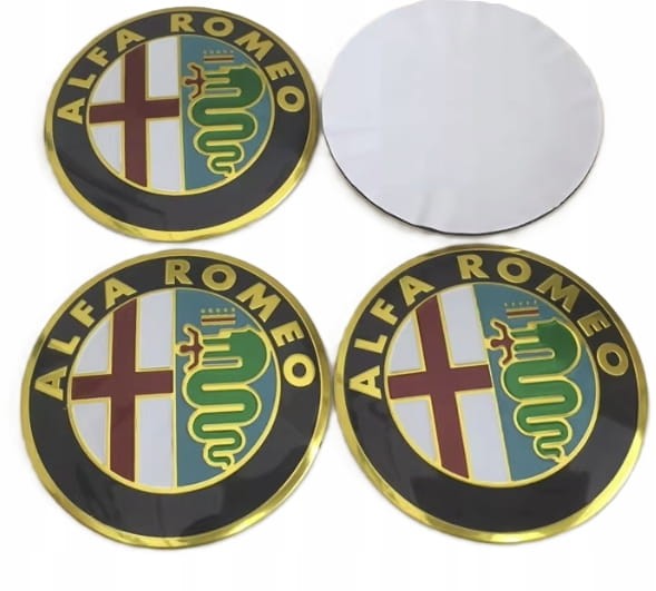 ALFA ROMEO NAKLEJKI EMBLEMATY ZNACZKI LOGO 65mm 4SZT ALUMINIOWE