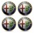 ALFA ROMEO NAKLEJKI EMBLEMATY ZNACZKI LOGO 56mm 4SZT ALUMINIOWE