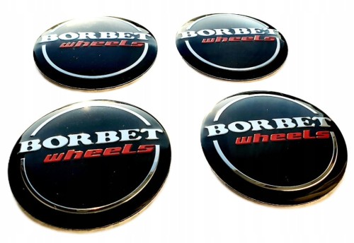 BORBET LOGO NAKLEJKI ZNACZKI EMBLEMAT 56mm ALUMINIOWE 4szt.