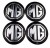 MG NAKLEJKI EMBLEMATY LOGO ZNACZKI NA KOŁPAKI DEKIELKI 65mm ALUMINIOWE 4szt.