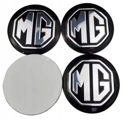MG NAKLEJKI EMBLEMATY LOGO ZNACZKI NA KOŁPAKI DEKIELKI 65mm ALUMINIOWE 4szt.