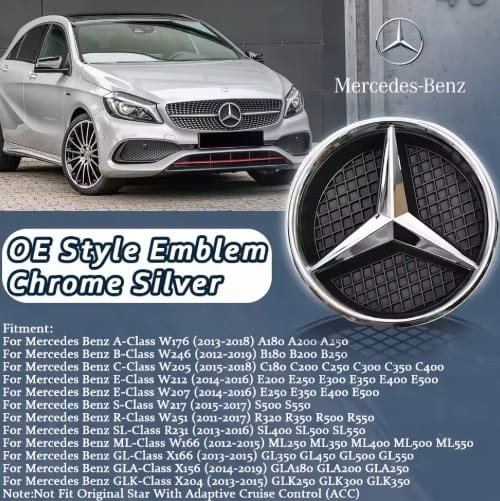 MERCEDES W204 W245 C204 C207 W207 W212 W176 EMBLEMAT GWIAZDA W GRILL 185mm