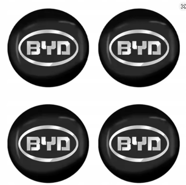 BYD NAKLEJKI EMBLEMATY ZNACZKI LOGO 56mm ALUMINIOWE 4SZT